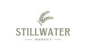 Stillwater Market logo with leaf design on a white background